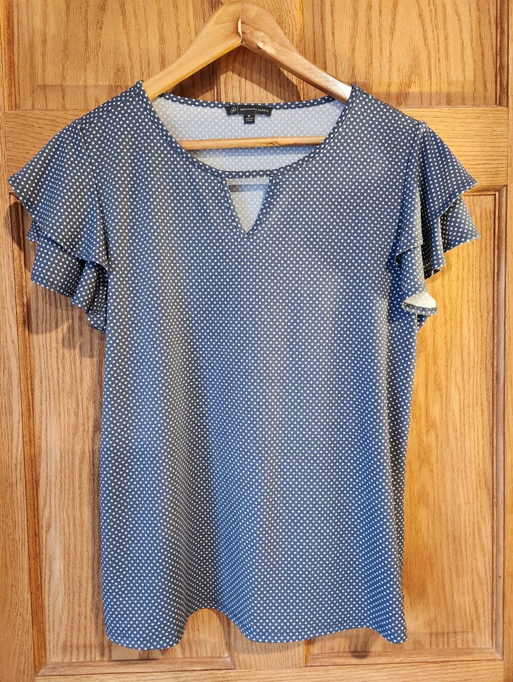 Adrianna Papell Womens Polka Dot Top Size M